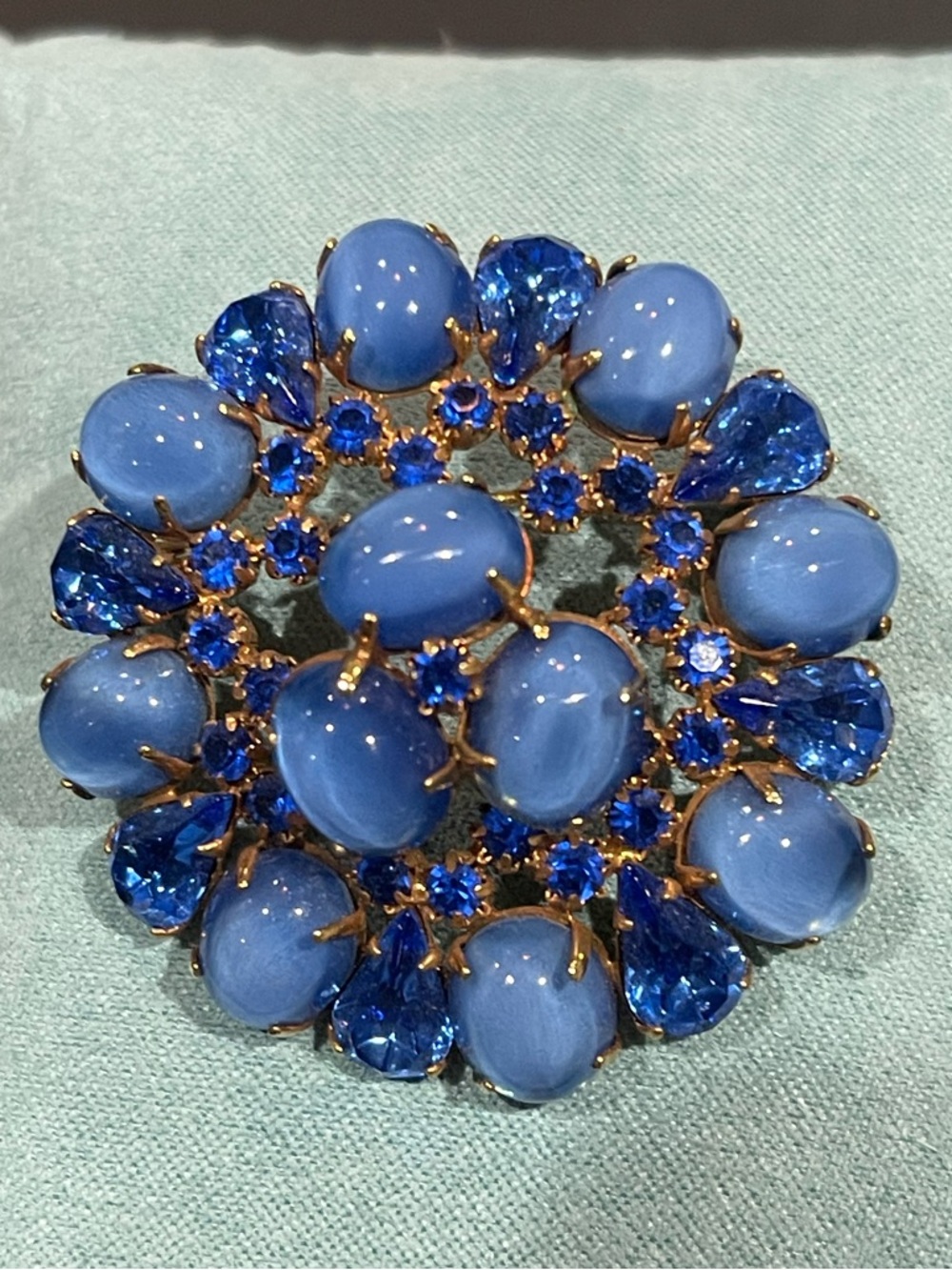 Blue Crystal Cluster Brooch